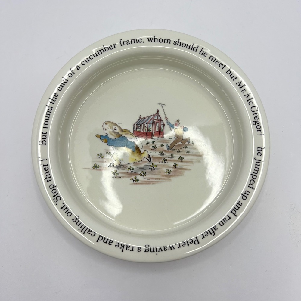 Wedgwood Peter Rabbit Porridge Bowl Kids Vintage Nursery Ware England Cottage